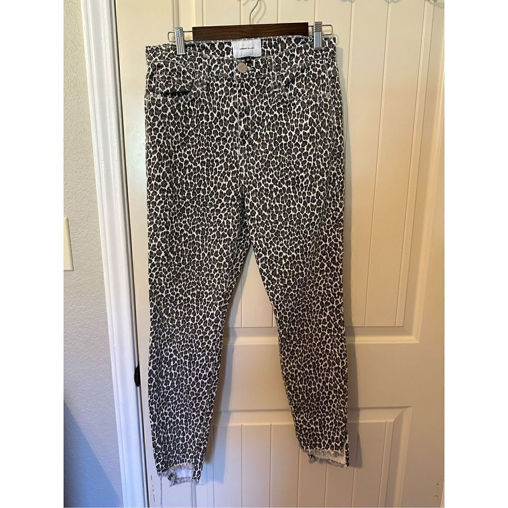 Current/Elliott Leopard Slit Hem Super High Waist Stiletto Skinny Jeans Size 29